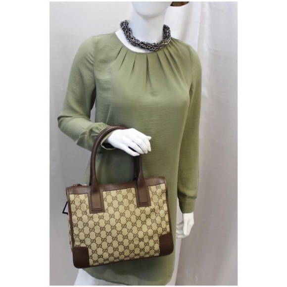 Authentic GUCCI GG Supreme Canvas Tote Bag Brown/Beige - Picture 3 of 14